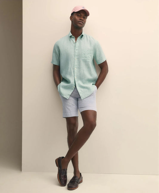 9" Cotton Seersucker Stripe Shorts