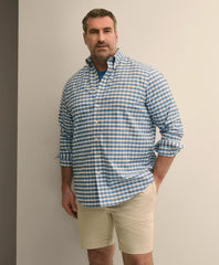 Big & Tall Stretch Cotton Non-Iron Oxford Polo Button Down, Check Sport Shirt