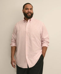 Big & Tall Stretch Cotton Non-Iron Oxford Polo Button Down, Windowpane Sport Shirt