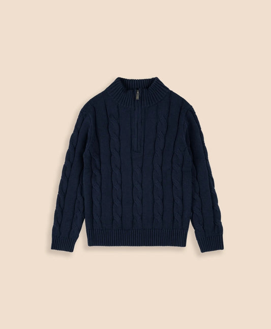 Boys Cotton Cable Knit Quarter-Zip Sweater