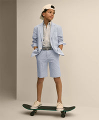 Boys Junior Stretch Cotton Seersucker Suit Jacket