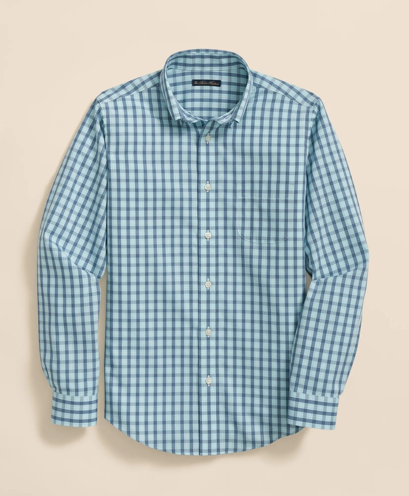Boys Non-Iron Broadcloth Polo Button-Down Collar Check Sport Shirt