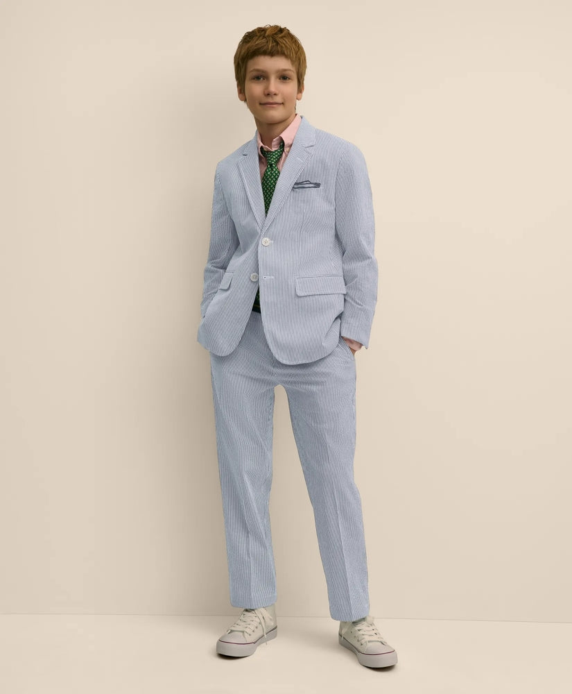 Boys Prep Stretch Cotton Seersucker Suit Pants