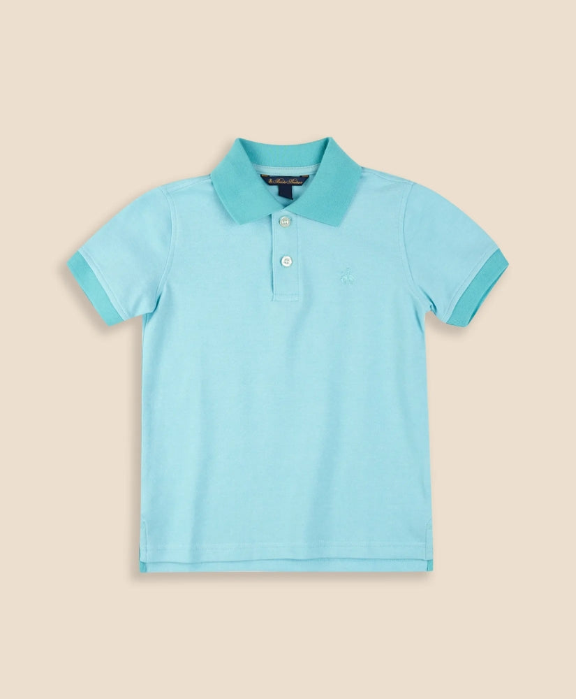 Boys Stretch Cotton Contrast Pique Polo Shirt