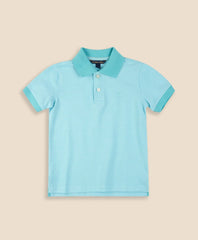 Boys Stretch Cotton Contrast Pique Polo Shirt