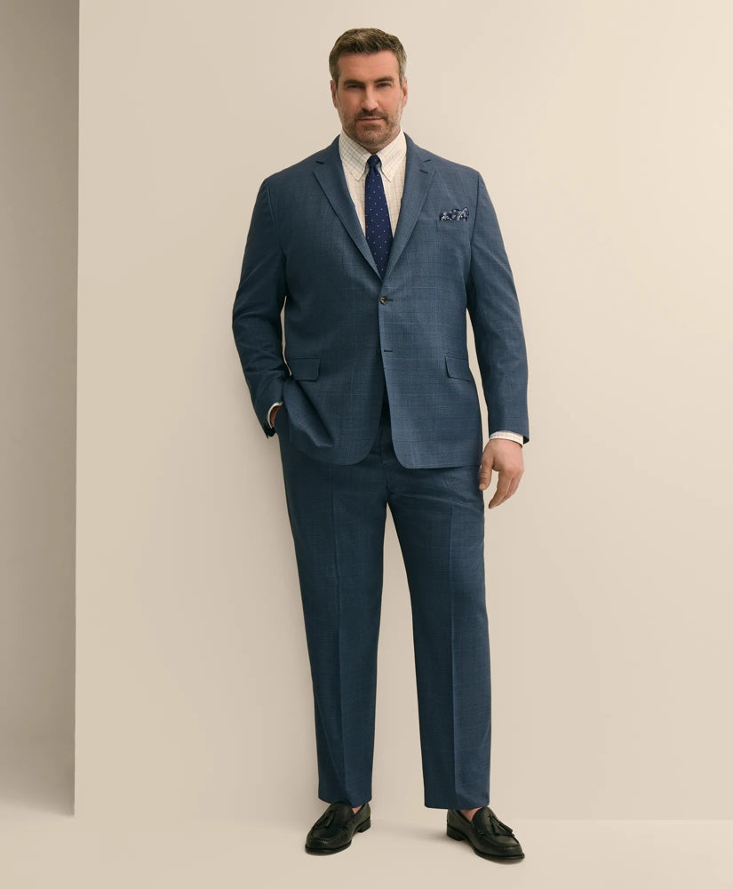 Brooks Brothers Explorer Collection Big & Tall Wool Overcheck Suit Pants