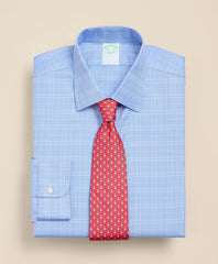 Brooks Brothers Explorer Collection Non-Iron Twill Ainsley Collar, Glen Plaid Dress Shirt