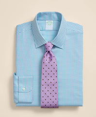 Brooks Brothers Explorer Collection Non-Iron Twill Ainsley Collar, Mini-Check Dress Shirt