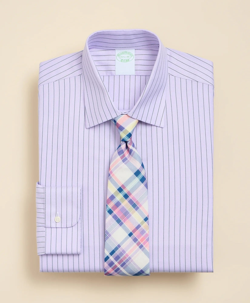 Brooks Brothers Explorer Collection Non-Iron Twill Ainsley Collar, Pinstripe Dress Shirt