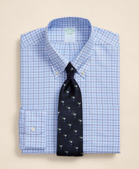 Brooks Brothers Explorer Collection Non-Iron Twill Button-Down Collar, Check Dress Shirt