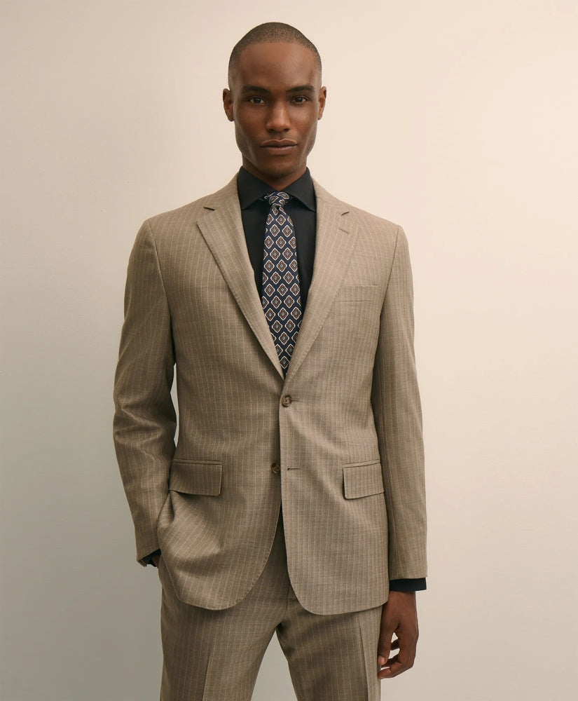 Brooks Brothers Explorer Collection Slim Fit Wool Stripe Suit Jacket