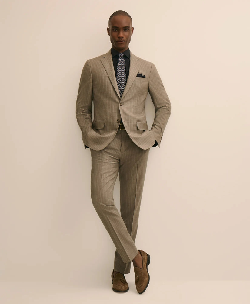 Brooks Brothers Explorer Collection Slim Fit Wool Stripe Suit Pants