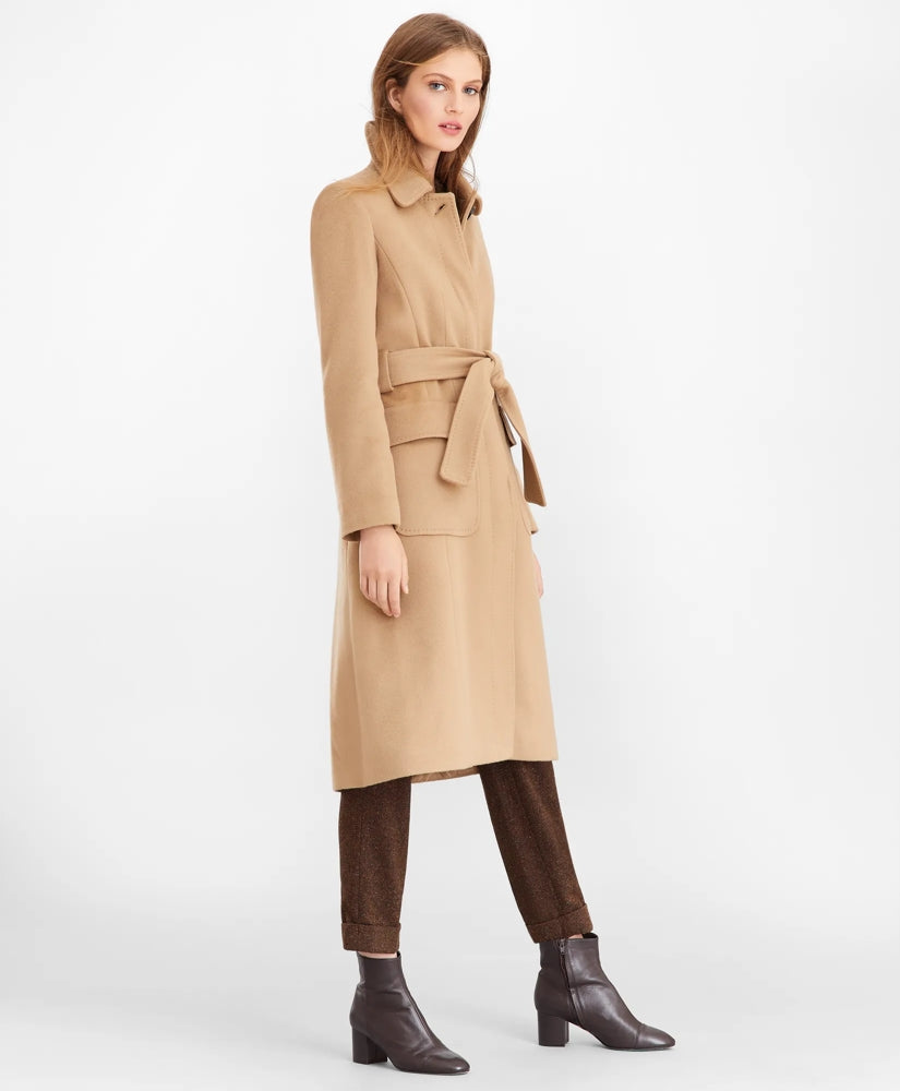 Brushed Wool Twill Wrap Coat