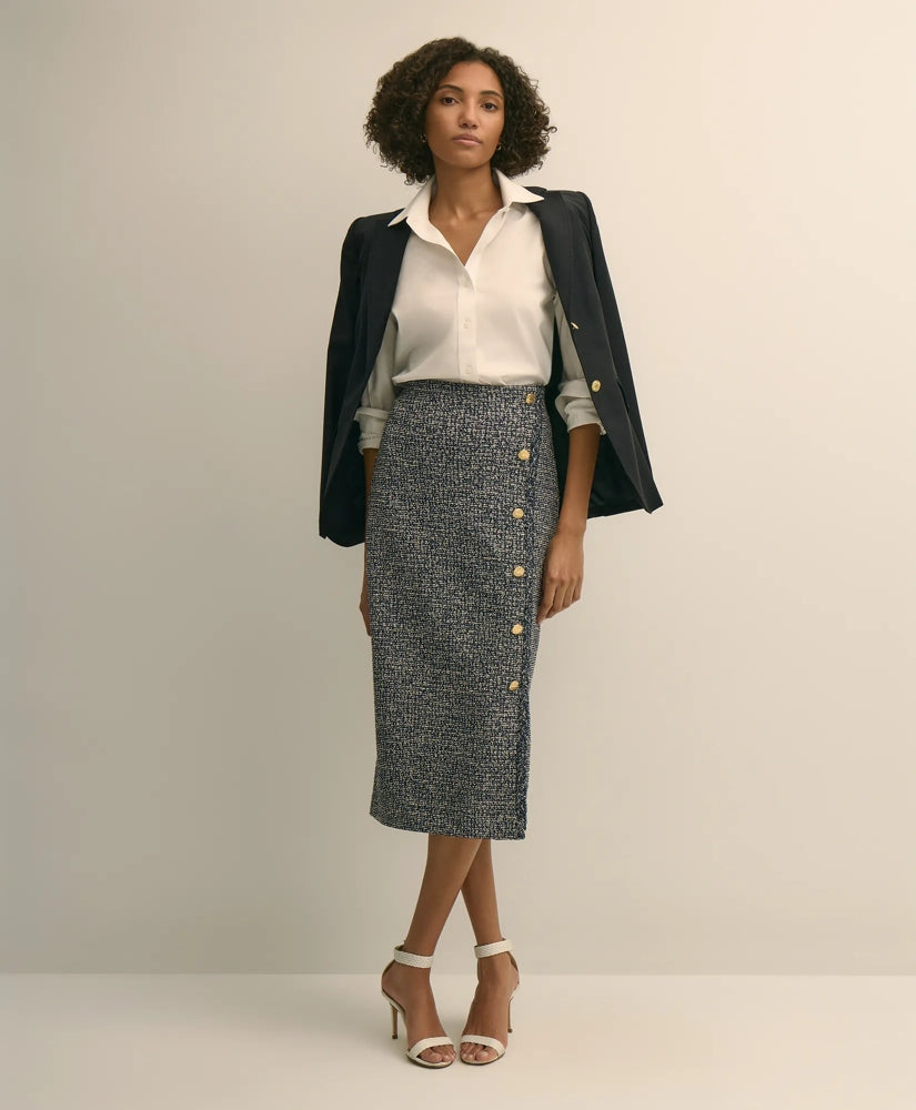 Buttoned Column Knit Skirt