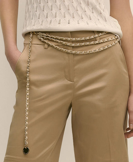 B-Low the Belt Gold-Tone Chain & Leather Waist Belt