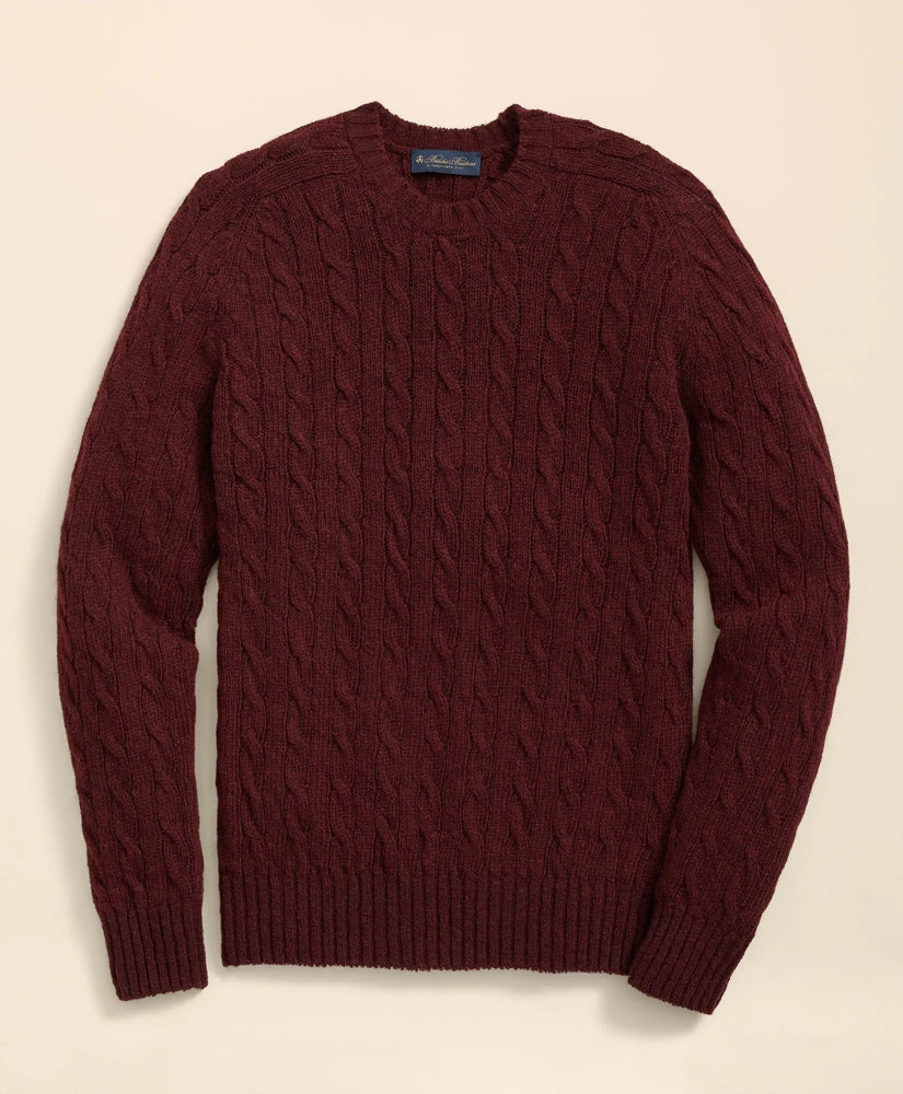 Cable Crewneck Sweater in Shetland Wool