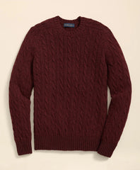 Cable Crewneck Sweater in Shetland Wool