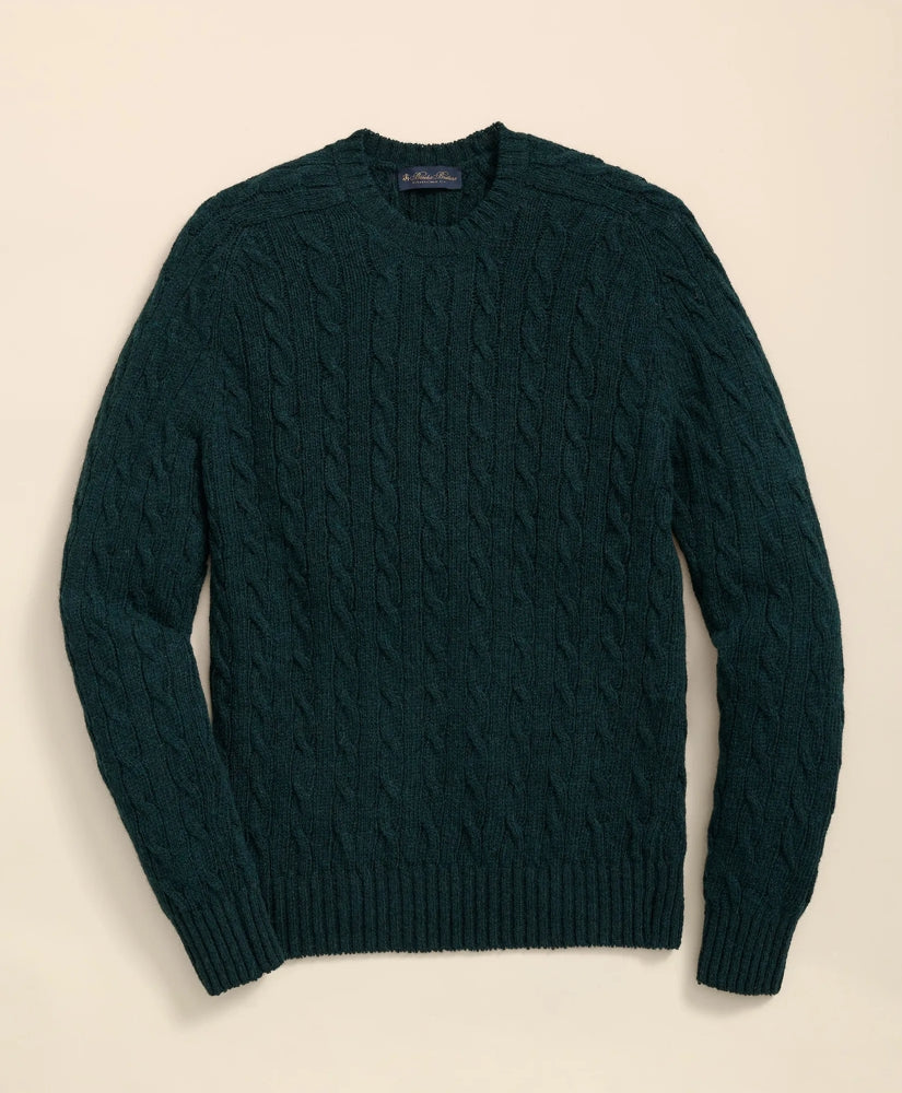 Cable Crewneck Sweater in Shetland Wool