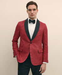 Classic Fit Linen Herringbone Dinner Jacket