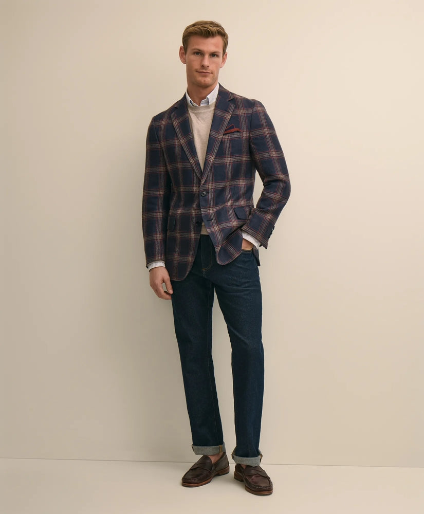Classic Fit Linen-Silk-Cotton Check 1818 Sport Coat