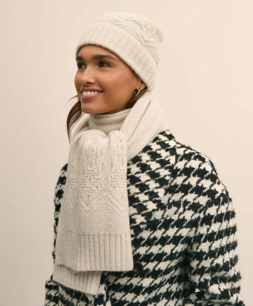 Cotton-Alpaca-Wool Blend Hat & Scarf Boxed Set