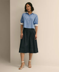 Cotton Blend A-Line Denim Skirt