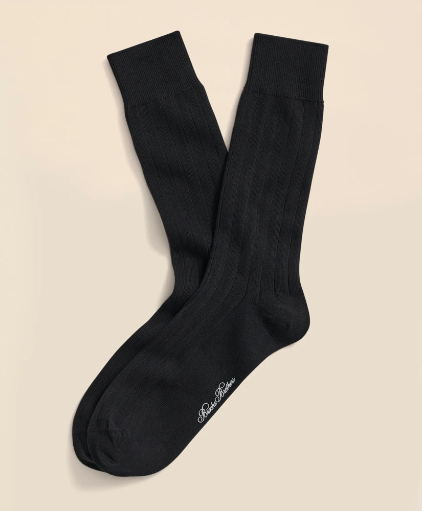 Cotton Blend Ribbed Crew Socks