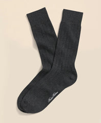 Cotton Blend Ribbed Crew Socks
