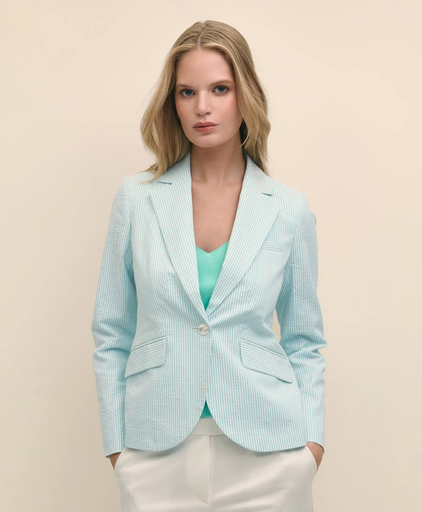 Cotton Blend Seersucker Jacket