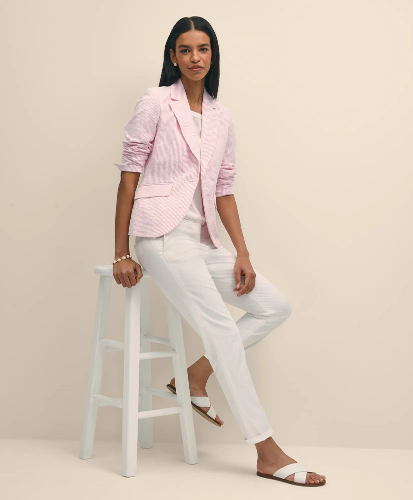 Cotton Blend Seersucker Jacket