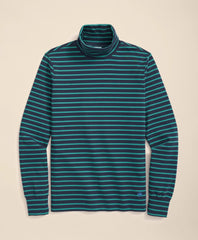 Cotton Blend Striped Turtleneck