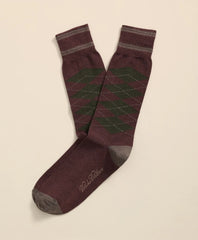 Cotton-Blend Tipped Argyle Socks