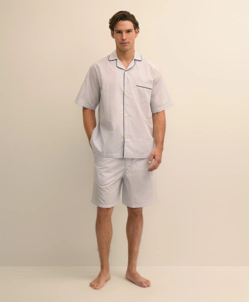 Cotton Broadcloth Stripe Short Pajamas