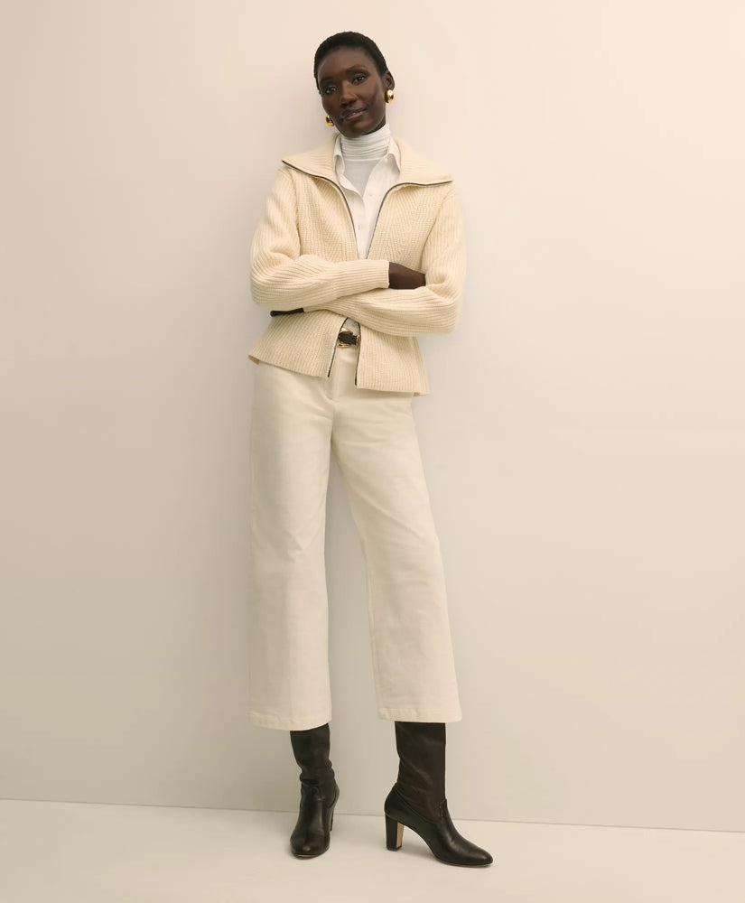 Cotton Corduroy Wide Leg Cropped Pants