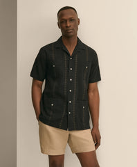 Cotton Guayabera Embroidered Short-Sleeve Shirt