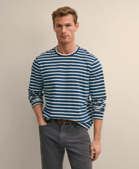 Cotton Indigo-Dyed Heavyweight Mariner Stripe Long-Sleeve T-Shirt