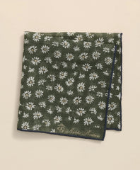 Cotton-Linen Daisy Print Pocket Square