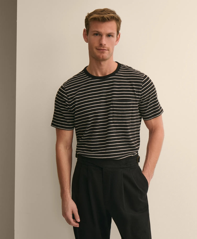 Cotton Indigo-Dyed Mariner Stripe T-Shirt