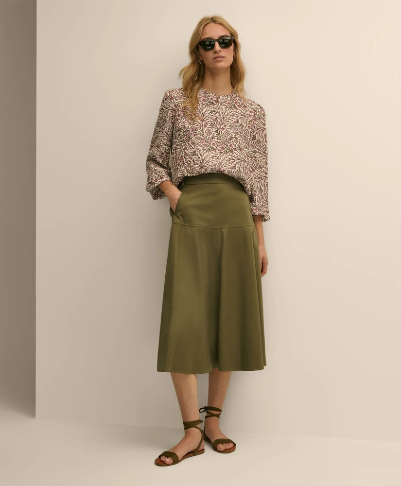 Cotton Sateen A-Line Skirt