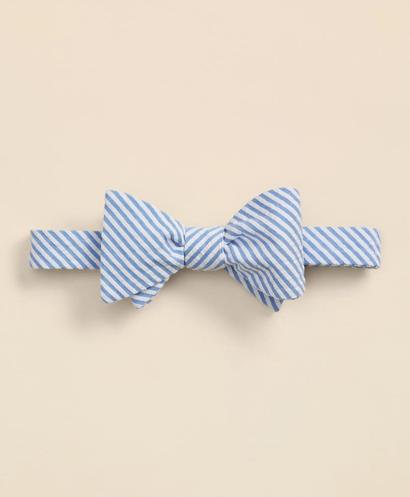 Cotton Seersucker Stripe Bow Tie