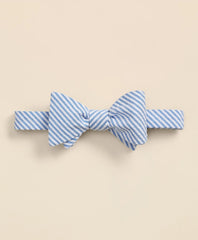 Cotton Seersucker Stripe Bow Tie