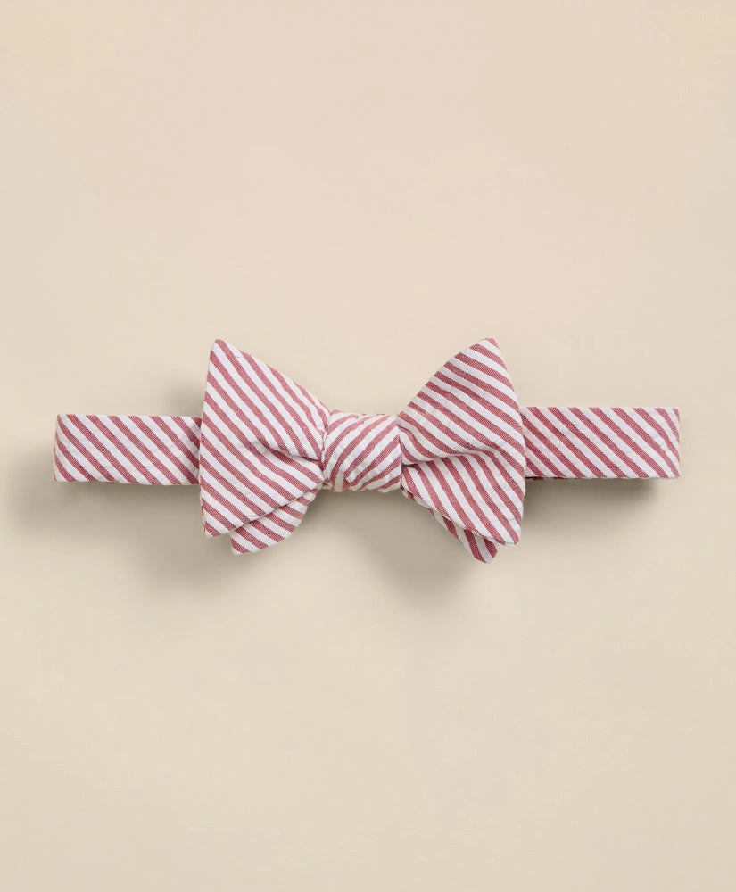 Cotton Seersucker Stripe Bow Tie