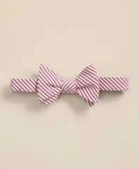 Cotton Seersucker Stripe Bow Tie