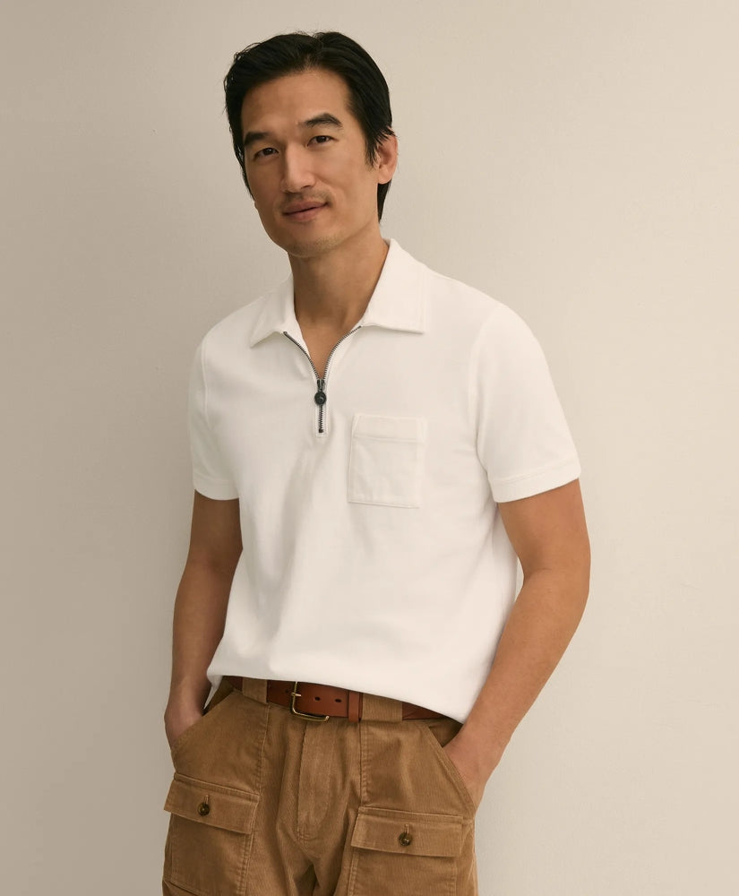 Cotton Sueded-Jersey Quarter-Zip