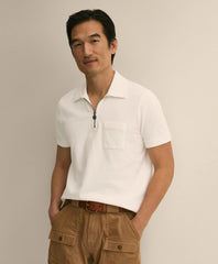 Cotton Sueded-Jersey Quarter-Zip