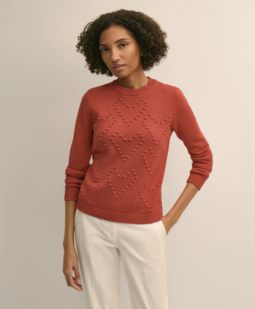 Cotton Textured-Heart Sweater