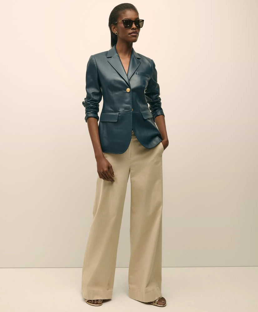 Cotton Twill Wide-Leg Pant