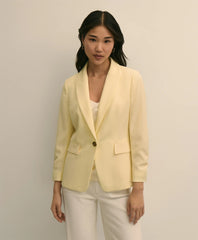 Crepe Ruched-Sleeve Jacket