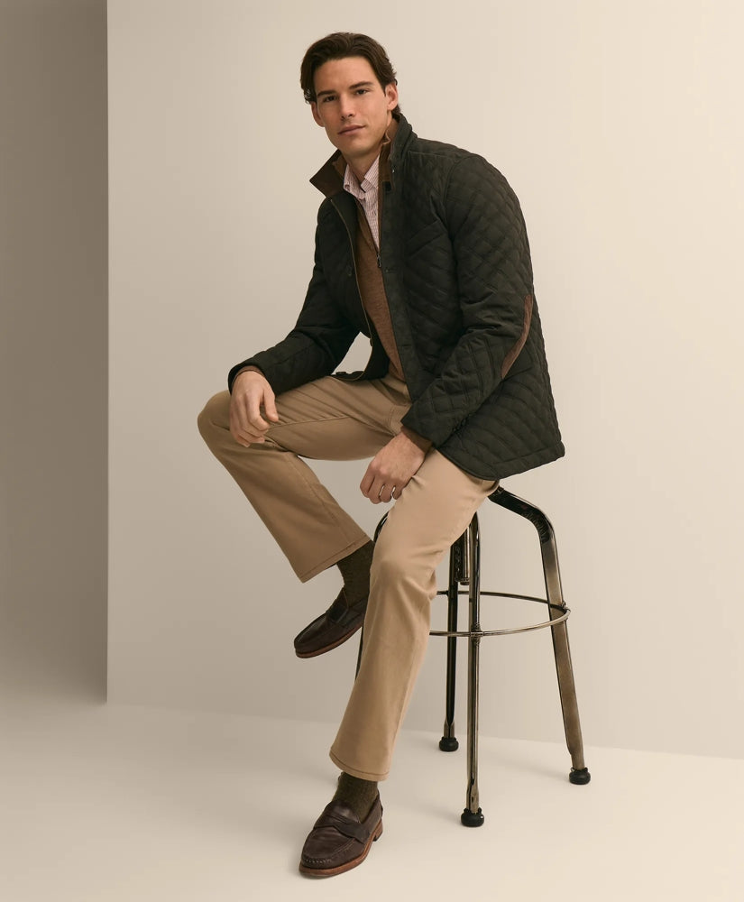 Diamond-Quilted Blazer in Cotton Blend