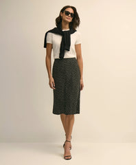 Dot-Print Slip Skirt